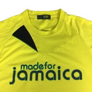 Demo Made For Jamaica Graphic T-Shirt Mens XL Yellow‎ Short Sleeve Raglan Patch